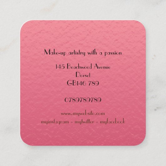 Elegant roze en Black Jaguar make-up Vierkante Visitekaartje (Achterkant)