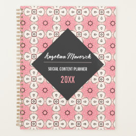 Elegant roze en Black Pattern Sociale Inhoud Planner