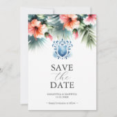 Elegant Roze en Blauw Bloemen Save The Date Cards (Voorkant)