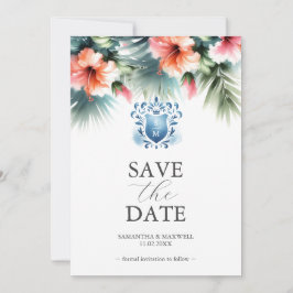 Elegant Roze en Blauw Bloemen Save The Date Cards