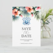 Elegant Roze en Blauw Bloemen Save The Date Cards (Staand voorkant)