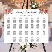 Elegant Roze en Blauw Bloemen Zitkaart Teken Poster