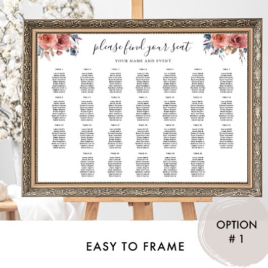Elegant Roze en Blauw Bloemen Zitkaart Teken Poster