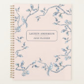 Elegant roze en blauw Frans toile Planner (Voorkant)