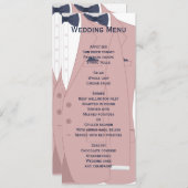 Elegant roze en blauw gay bruiloft menu (Voorkant / Achterkant)