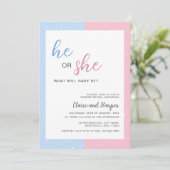 Elegant roze en blauw geslacht onthullen Baby show Kaart (Staand voorkant)