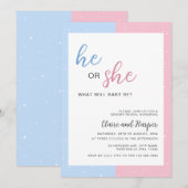 Elegant roze en blauw geslacht onthullen Baby show Kaart (Voorkant / Achterkant)