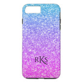 Elegant roze en blauw glitter print monogram Case-Mate iPhone case (Achterkant)