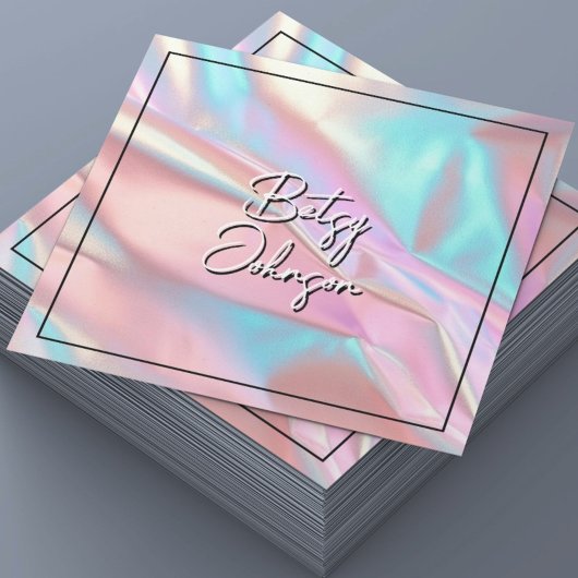 Elegant roze en blauw holografisch Visitekaartje