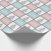 Elegant Roze en Blauw Kerstmispatroon Cadeaupapier (Hoek)