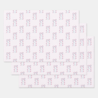 Elegant roze en blauw lint strik inpakpapier vel