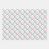 Elegant roze en blauw paw printkerstpatroon inpakpapier vel (Voorkant 3)