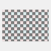 Elegant roze en blauw paw printkerstpatroon inpakpapier vel (Voorkant)