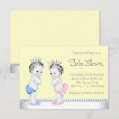 Elegant roze en blauw tweeling Baby shower Kaart (Voorkant / Achterkant)
