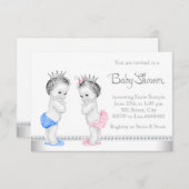 Elegant roze en blauw tweeling Baby shower Kaart (Voorkant / Achterkant)
