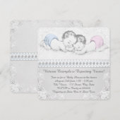 Elegant roze en blauw tweeling Baby shower Kaart (Voorkant / Achterkant)