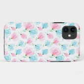 Elegant roze en blauwe bloempatroon Case-Mate iPhone case (Achterkant (horizontaal))