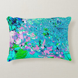 Elegant roze en blauwe grens Hydrangea Accent Kussen