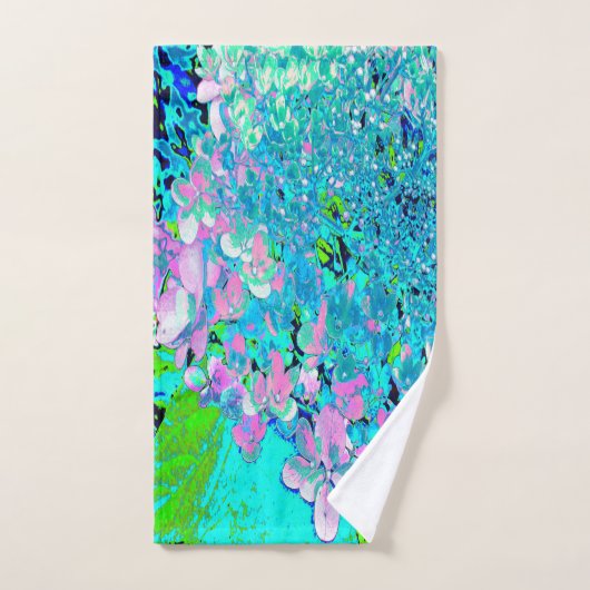 Elegant roze en blauwe grens Hydrangea Bad Handdoek (Handdoek)