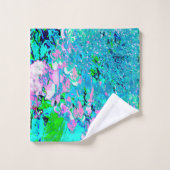 Elegant roze en blauwe grens Hydrangea Bad Handdoek (Wasdoekje)