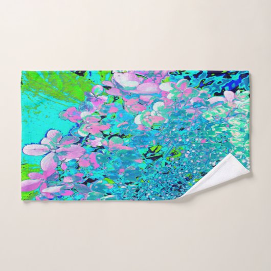 Elegant roze en blauwe grens Hydrangea Bad Handdoek (Handdoek)