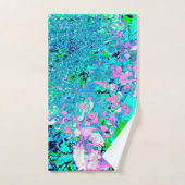 Elegant roze en blauwe grens Hydrangea Bad Handdoek (Handdoek)