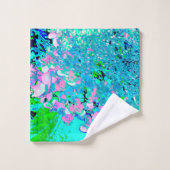 Elegant roze en blauwe grens Hydrangea Bad Handdoek (Wasdoekje)