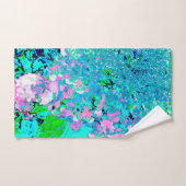 Elegant roze en blauwe grens Hydrangea Bad Handdoek (Handdoek)