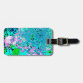 Elegant roze en blauwe grens Hydrangea Bagagelabel (Voorkant horizontaal)