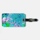 Elegant roze en blauwe grens Hydrangea Bagagelabel (Achterkant horizontaal)