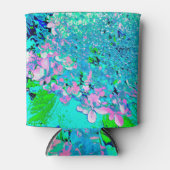 Elegant roze en blauwe grens Hydrangea Blikjeskoeler (Voorkant)