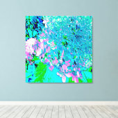 Elegant roze en blauwe grens Hydrangea Canvas Afdruk (Insitu (Houten vloer))