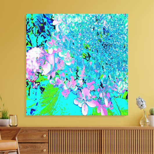 Elegant roze en blauwe grens Hydrangea Canvas Afdruk (Insitu (Woonkamer))