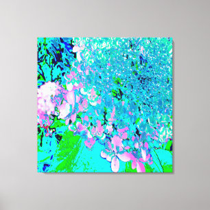 Elegant roze en blauwe grens Hydrangea Canvas Afdruk