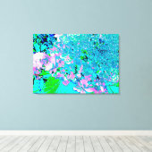 Elegant roze en blauwe grens Hydrangea Canvas Afdruk (Insitu (Houten vloer))