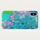 Elegant roze en blauwe grens Hydrangea Case-Mate iPhone Case (Achterkant (horizontaal))