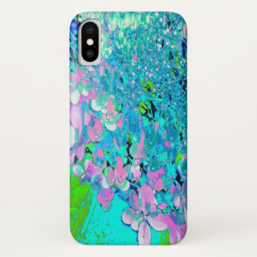 Elegant roze en blauwe grens Hydrangea Case-Mate iPhone Case (Achterkant)
