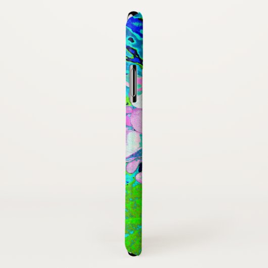 Elegant roze en blauwe grens Hydrangea Case-Mate iPhone Case (Achterkant / rechts)