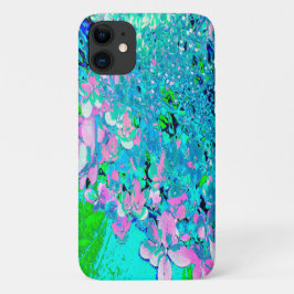 Elegant roze en blauwe grens Hydrangea Case-Mate iPhone Case