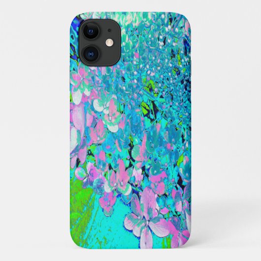 Elegant roze en blauwe grens Hydrangea Case-Mate iPhone Case (Achterkant)