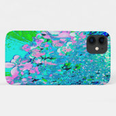 Elegant roze en blauwe grens Hydrangea Case-Mate iPhone Case (Achterkant (horizontaal))