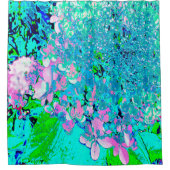 Elegant roze en blauwe grens Hydrangea Douchegordijn (Voorkant)