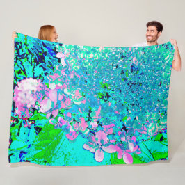 Elegant roze en blauwe grens Hydrangea Fleece Deken
