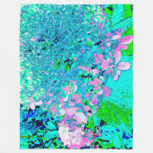 Elegant roze en blauwe grens Hydrangea Fleece Deken (Voorkant)