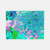Elegant roze en blauwe grens Hydrangea Fleece Deken (Voorkant (Horizontaal))