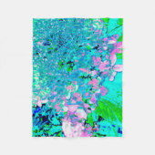 Elegant roze en blauwe grens Hydrangea Fleece Deken (Voorkant)