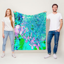 Elegant roze en blauwe grens Hydrangea Fleece Deken