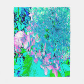 Elegant roze en blauwe grens Hydrangea Fleece Deken (Voorkant)