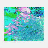 Elegant roze en blauwe grens Hydrangea Fleece Deken (Voorkant (Horizontaal))