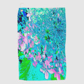 Elegant roze en blauwe grens Hydrangea Golfhanddoek (Voorkant)